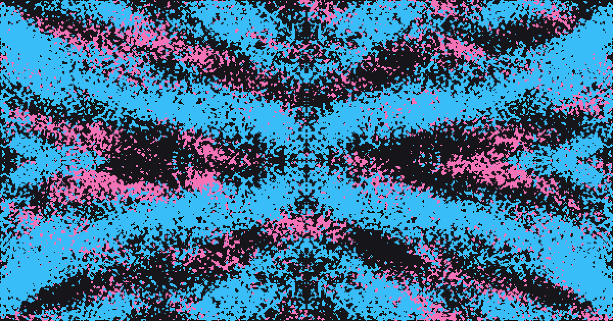 Tide: the two layers' bands bend around each other's ridges, press into crossings, and relax back to the still once per cycle.